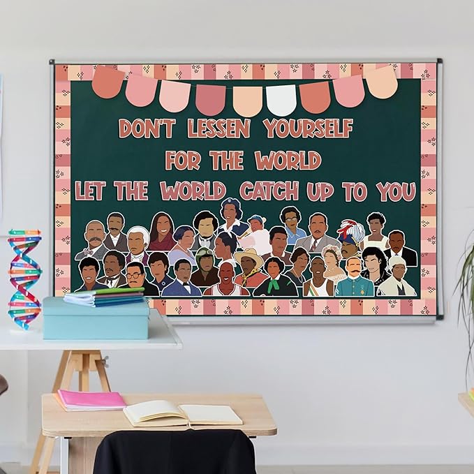 126pcs Black History Month Bulletin Board Decoration Set, Inspirational Cutout with Banner Decor, African American Chalkboard Classroom Wall Accents Ideas Kits for Holiday Party Supplies