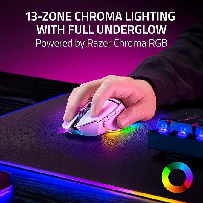 Razer Basilisk V3 Pro 35K Wireless Gaming Mouse: HyperScroll Tilt Wheel - 35K DPI Optical Sensor Gen 2-13 Customizable Controls - Chroma RGB - Optical Switches Gen 3 - Up to 140 Hr Battery - White