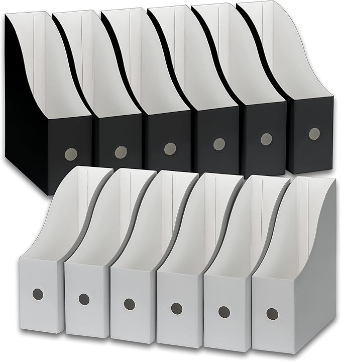 Simple Houseware 12-Pack Magazine File Holder Box, Foldable Cardboard Organizer, Black