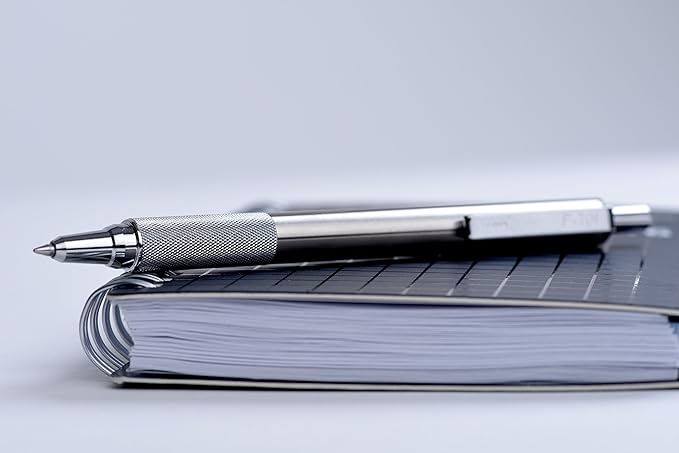 Zebra Pen F-701 Ballpoint Black Ink Fine Point 0.8mm Pen, Heavy Duty, Durable Stainless Steel Barrel, Knurled Grip, Silent Retractable Plunger, Ideal for Tactical Use, 3-Pack Plus 2 Refills (29412)