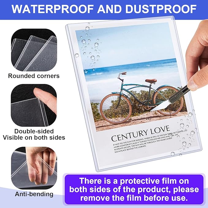 Teling 50 Pcs 8 1/2" x 11" Rigid Print Protectors Clear Rigid Sleeve Plastic Paper Page Protectors Clear Sheet Cover Photo Plastic Sleeve Hard Document Holder Birth Certificate Cover