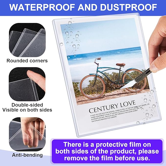 Teling 25 Pcs 8 1/2" x 11" Rigid Print Protectors Clear Rigid Sleeve Plastic Paper Page Protectors Clear Sheet Cover Photo Plastic Sleeve Hard Document Holder Birth Certificate Cover