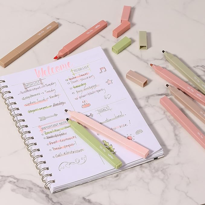 Mr. Pen- Aesthetic Highlighters, 8 pcs, Chisel Tip, Boho Colors, No Bleed Bible Highlighter Pastel, Assorted Colors, Cute (Pack of 2)