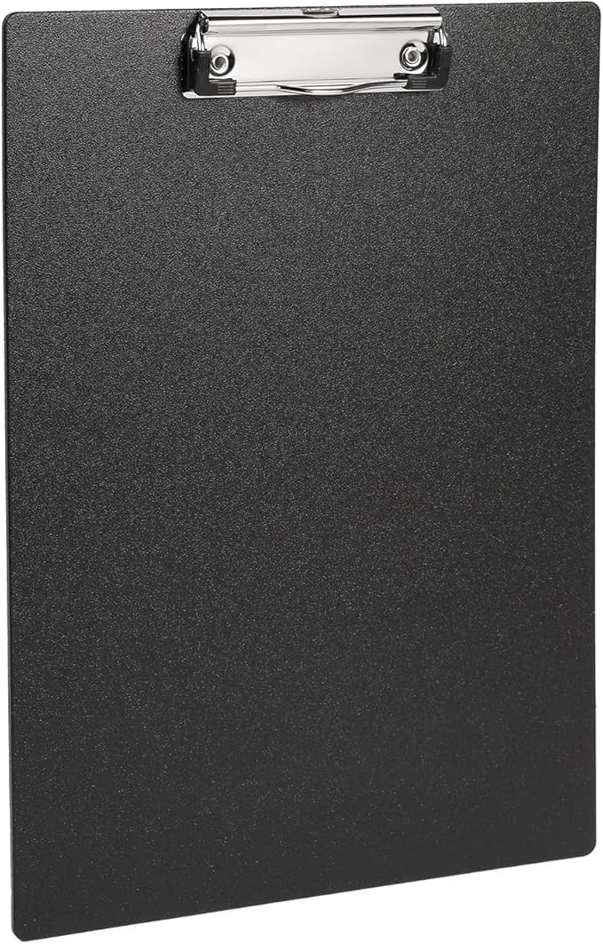 BOMKEE Black Clipboard, 10 Pack A4 Letter Size Clipboard Plastic Clipboards with Low Profile Metal Clip and Hanging Hole for Office and Home