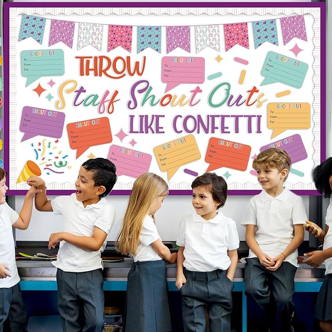 Staff Shout Out Bulletin Board Decorations Throw Staff Shout Out Like Confetti Bulletin Board Set with 20 Appreciation and Recognition DIY Craft Cutouts for School Classroom Office Wall Decor Supplies
