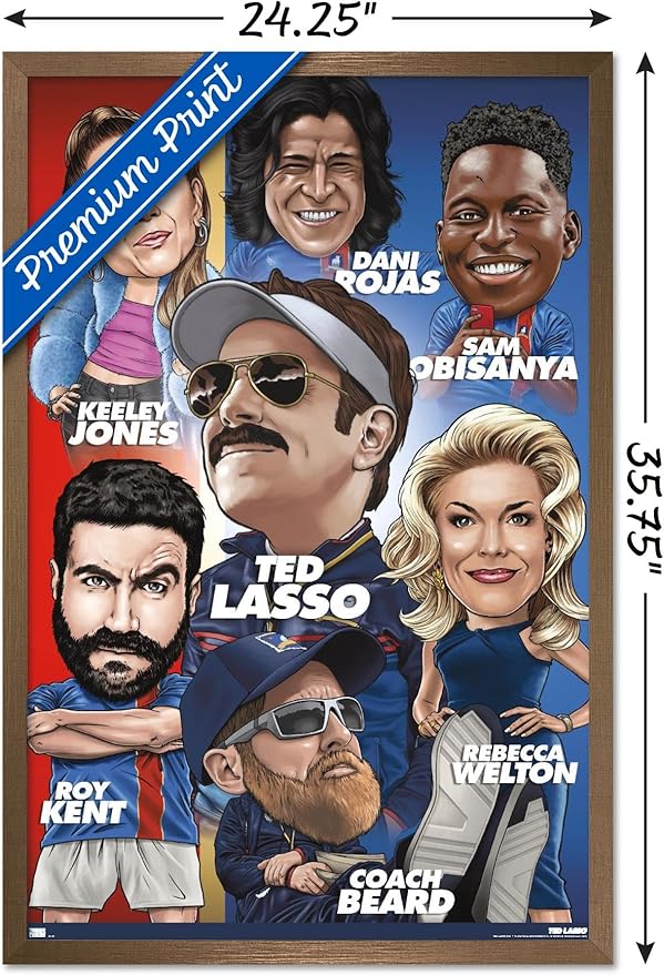 Ted Lasso - Character Grid Wall Poster, 34L" x 22.4W", Bronze Framed Version