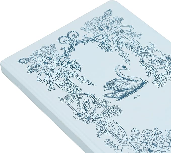 Pearhead Hardcover Journal Notebook 6x8 – Blue Swan College-Ruled Writing Journal with 200 Lined Pages for Notes, Work & Journaling