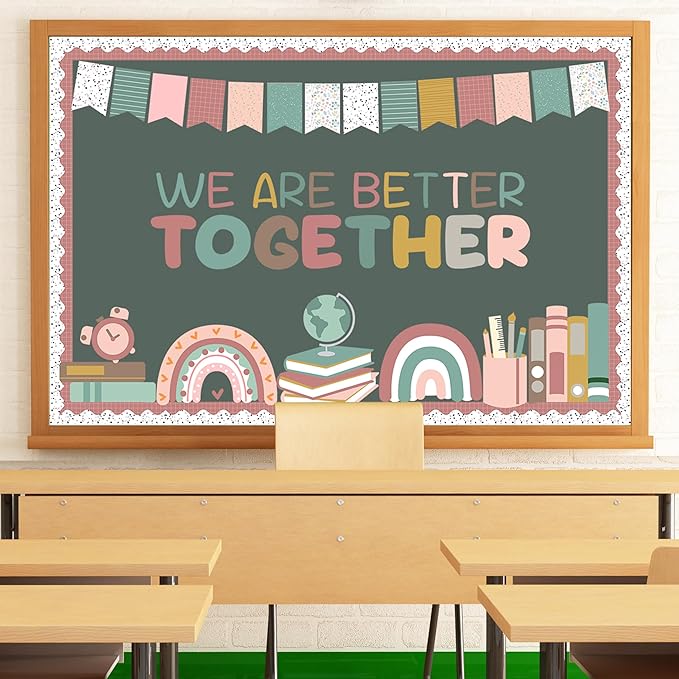 Classroom Bulletin Board Decorations Set, Welcome Classroom Bulletin Wall Decor, Boho Classroom Decorations for Bulletin Boards, Blackboards and Classroom Walls