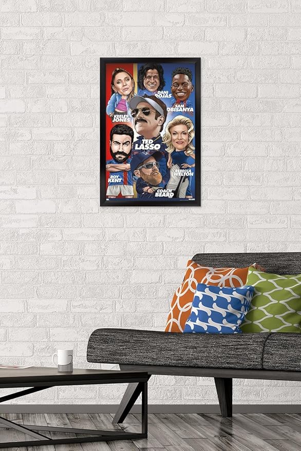 Ted Lasso - Character Grid Wall Poster, 22.4L" x 14.7W", Black Framed Version