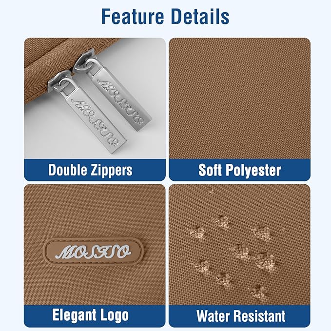 MOSISO Laptop Case 13.3 inch, 13-13.3 inch Laptop Sleeve Compatible with MacBook Air/Pro 13/Pro 14 M5 M4 M3 M2 M1, HP Dell ASUS Lenovo,Polyester Vertical Computer Sleeve Bag with Pocket, Mocha