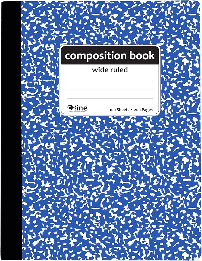 C-Line Composition Notebook, Wide Ruled, Marble Cover, 1 Notebook, Color May Vary (22010)