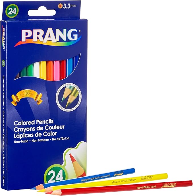 Prang Thick Core Colored Pencils, 3.3 Millimeter Cores, 7 Inch Length, Assorted Colors (22240) (Pack of 12, 288 Count Total)