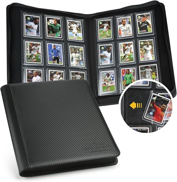 Toploader Binder,Toploader Hard Cases, 9-Pocket Pages Sleeves Hold up 288 Cards.Toploader Card Binder with Sleeves for “3×4” rigid，Card Holder(black)