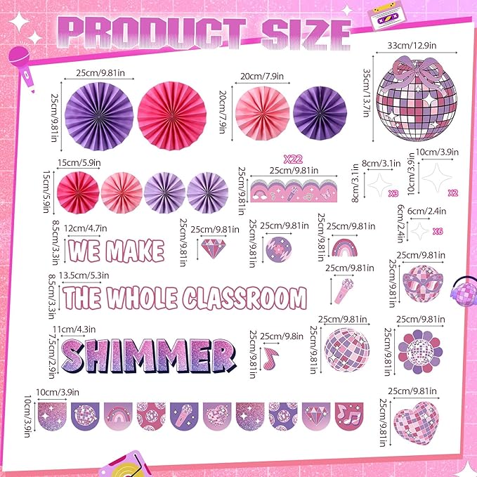 Eersida Spring Bulletin Board Decorations with Paper Fans St Patricks Day 3D Classroom Bulletin Board Christian Easter Flower Bunny Cutouts School VBS Library Church Window Wall Decor(Pink Disco)