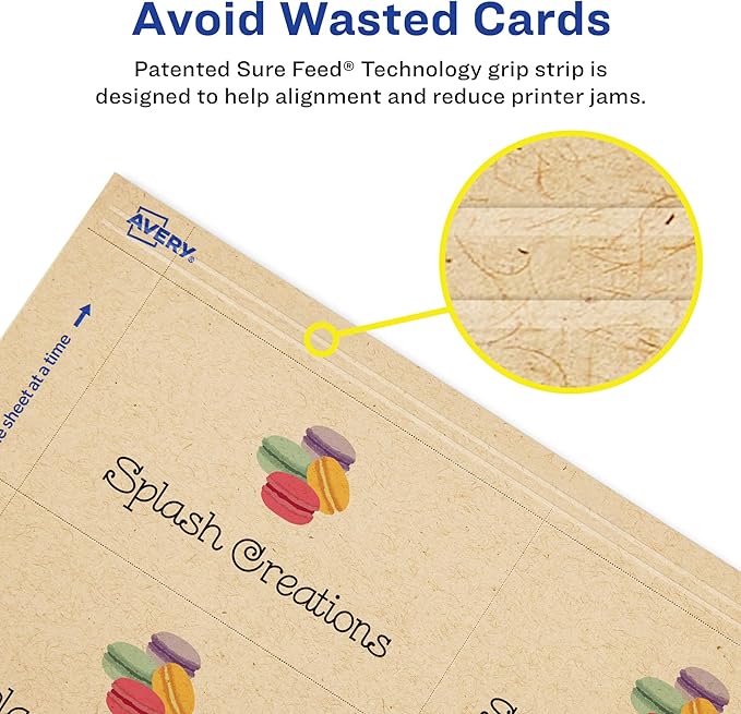 Avery Kraft Brown Business Cards with Sure Feed Technology, 2" x 3.5", Laser/Inkjet, 150 Printable Cards, Ideal for Appointments & Loyalty (28311)