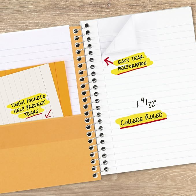Five Star Spiral Notebook, 1 Subject, College Ruled Paper, 4-3/8" x 7", Personal Size, 80 Sheets, Fights Ink Bleed, Water Resistant Cover, White (450048E)