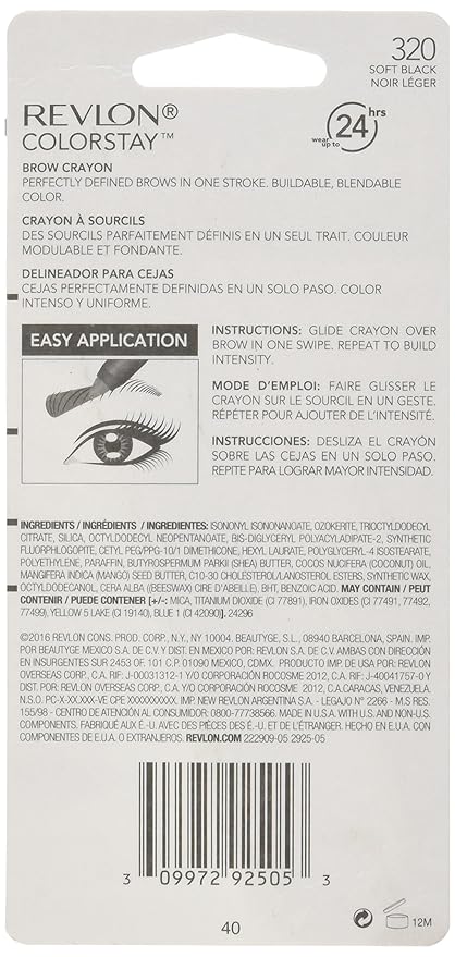Revlon ColorStay Brow Crayon, Soft Black