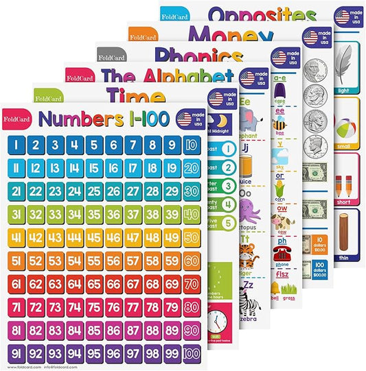 Advanced Bundle – 6 Educational Posters – Classroom and Homeschool Learning Chart Decorations and School Supplies Materials, Preschool to Grade 3 | Printed on Durable, Glossy Cardstock | 8.5" x 11"