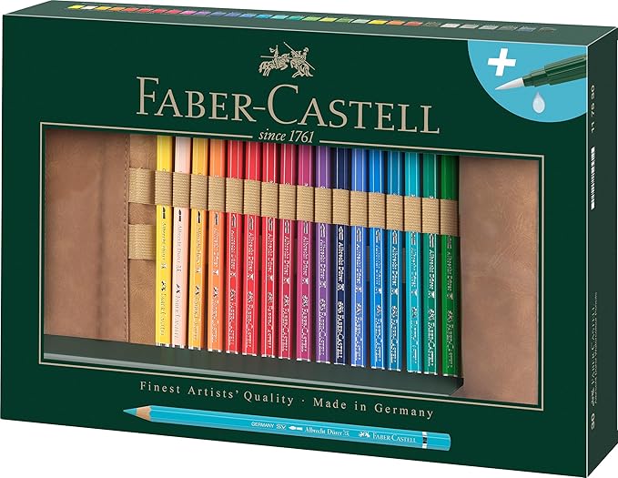Faber-Castell 117530 Albrecht Dürer, Watercolor Pencils, Pencil Roll, Set of 30 Colors