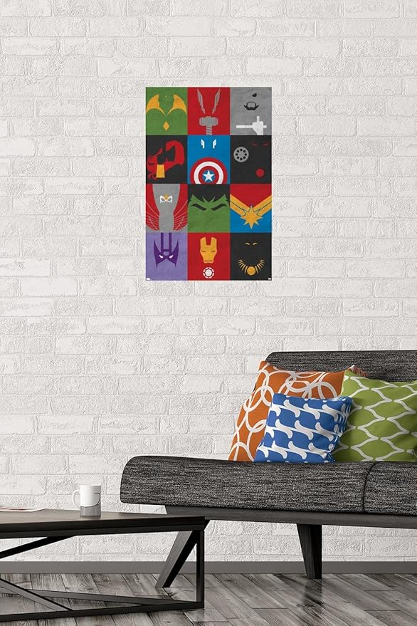 Trends International Marvel Comics - Avengers - Minimalist Grid Wall Poster, 14.725" x 22.375", Premium Unframed Version