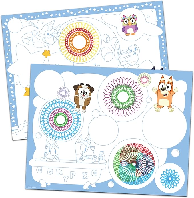 Spirograph Cyclex Set Bluey Drawing Kit, Arts and Crafts, Bluey Toys, Art Supplies, Stickers for Kids, Spiral Art, Markers, Design Sheet Included, Ages 5+