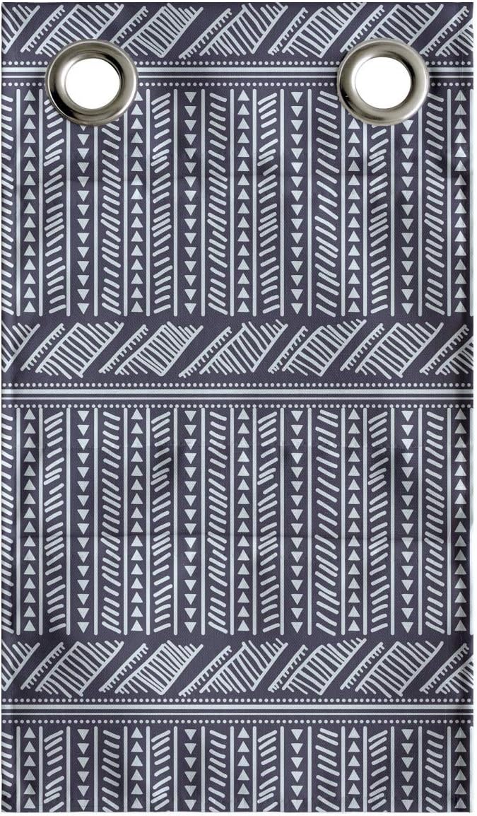 Ambesonne Tribal Hanging Pocket Organizer, Composition of Mini Triangles and Streaks Ornamental Prehistoric Layout, Printed Polyester Storage Bag with Pockets, 9" x 16", Dark Indigo Pale Blue