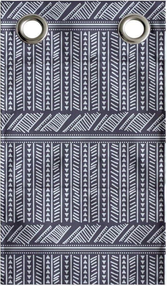 Ambesonne Tribal Hanging Pocket Organizer, Composition of Mini Triangles and Streaks Ornamental Prehistoric Layout, Printed Polyester Storage Bag with Pockets, 9" x 16", Dark Indigo Pale Blue