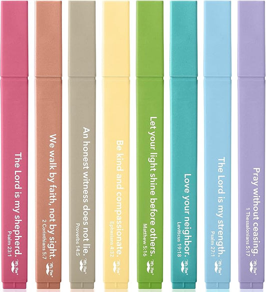 Mr. Pen- Bible Highlighters with Bible Verses, 8 Pack, Assorted Colors, Aesthetic Highlighters, Markers No Bleed Through