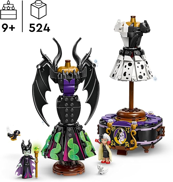 Lego 43262 Maleficent and Cruella Dress, Toy, Birthday Gift, Blocks, Girls, Boys, Children, 9, 10, 11 Years, Elementary School Students, Disney Goods, Pretend Play, Pretend Play