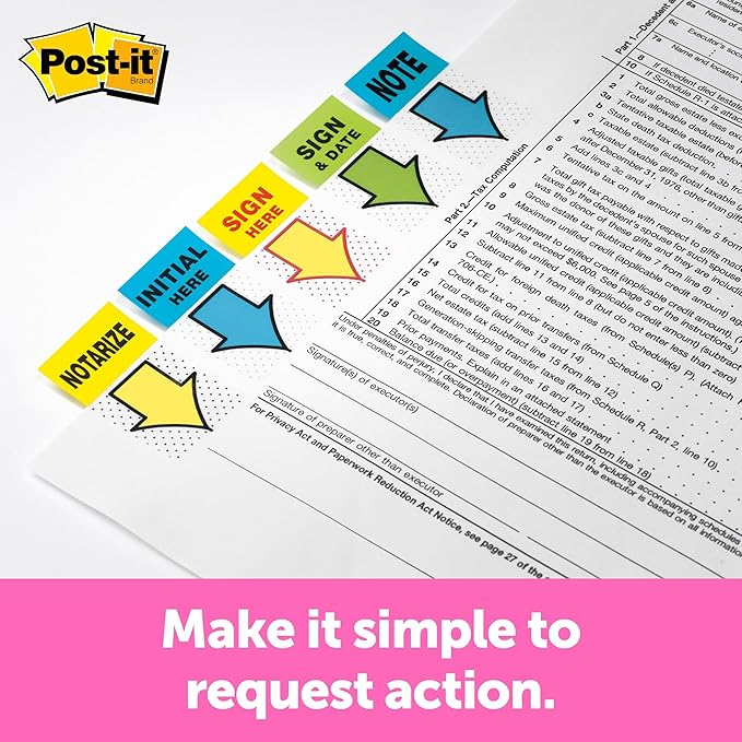 Post-it Sign and Date Flags, 50/Dispenser, 2 Dispensers/Pack, 1 in Wide, Bright Green (680-SD2) (Pack of 2)