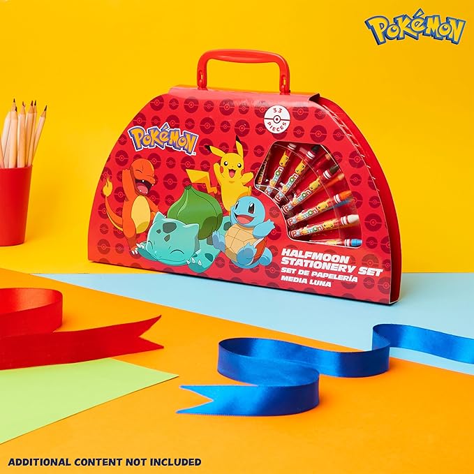 Pokemon Art Set for Boys Girls Drawing Painting Kit Markers Crayons Colored Pencils School Supplies Anime Gifts for Kids (Red)