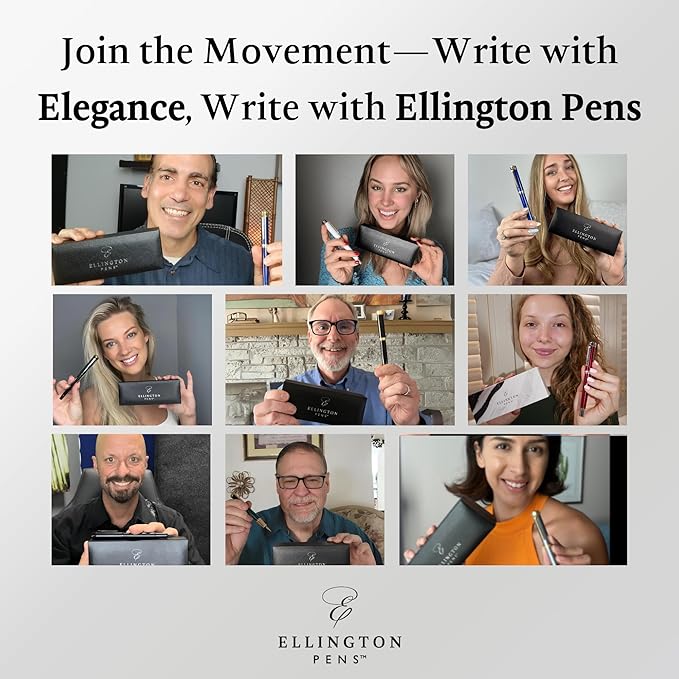 Ellington Pens Luxury Fountain Pen Set - Smooth Medium Nib- Includes 3 Ink Cartridges, Refillable Ink Converter, Gift Box- Fountain Pens For Writing, Calligraphy, Journaling, Sketching (Scarlet Slate)
