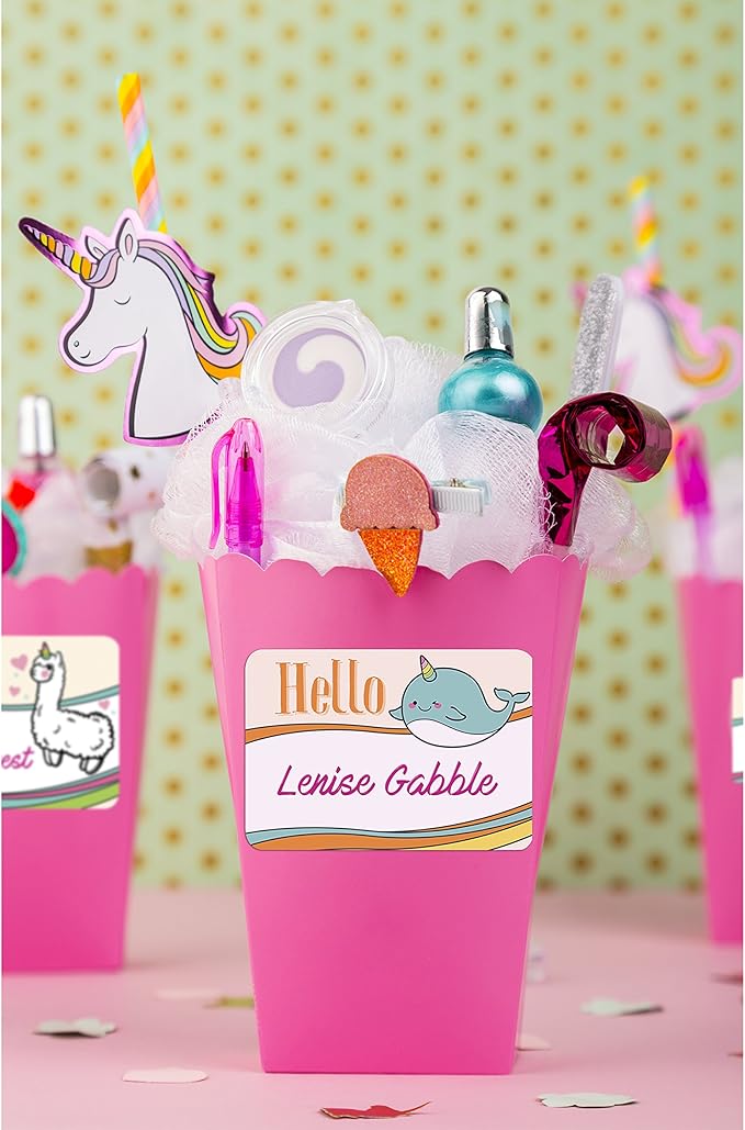 Avery Magical Rainbow Animal Name Tags, Unicorn, Llamacorn, Narwhal, French Bulldog, No Lift, 36 Handwriteable Stickers