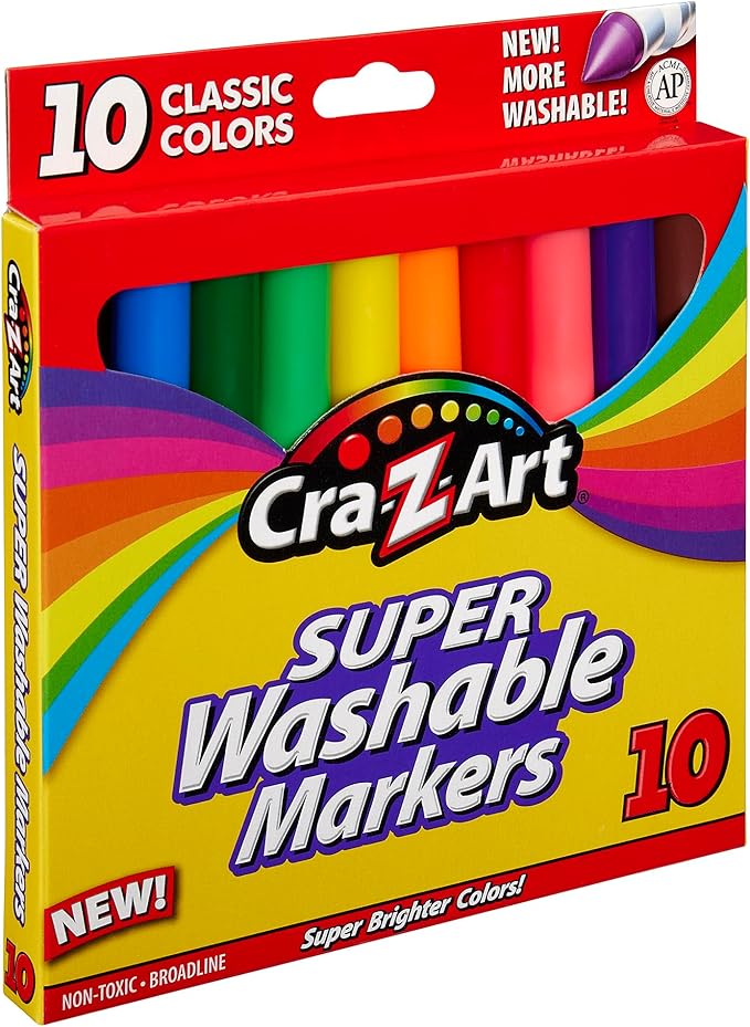 Cra-Z-Art Classic Super Washable Markers, Broad Tip, Assorted Barrel, Assorted Ink, Pack Of 40 Markers