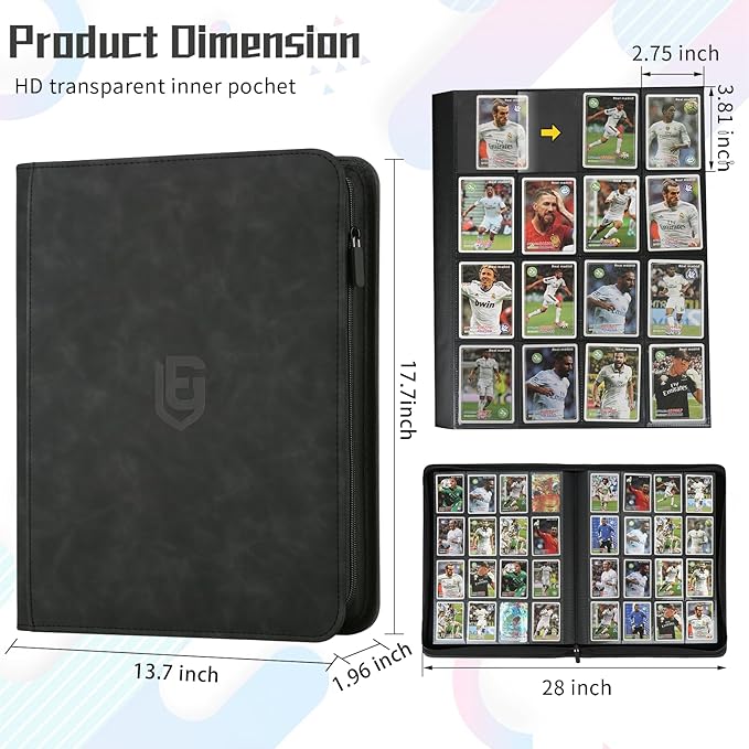 1024 Pocket Card Binder,16 Pocket Trading Card Binder，Side Loading Collectible Card Albums for MTG, for TCG Football, Sports, Game Cards Black