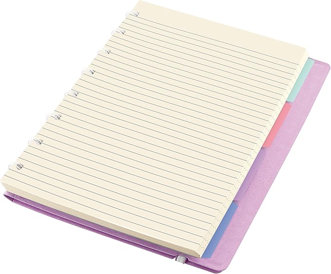 FILOFAX Refillable Pastel Notebook, A5 (8.25" x 5") Orchid - 112 Cream moveable pages - Index, pocket and page marker (B115054U)