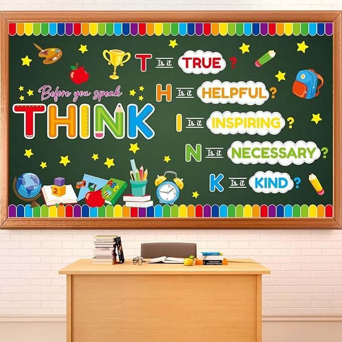 party greeting Growth Mindset Bulletin Board Set Think Before You Speak Classroom Decorations Positive Sayings Cutouts Back to School Bulletin Board Border for Kindergarten Preschool Supplies