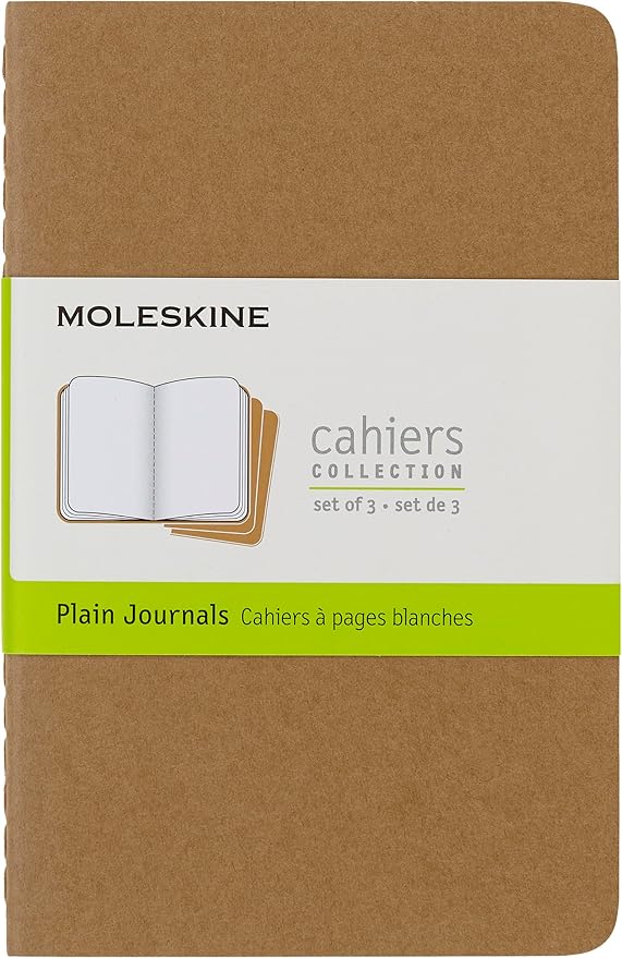 Moleskine Cahier Journal, Soft Cover, Large (5" x 8.25") Ruled/Lined, Black, 80 Pages (Set of 3)