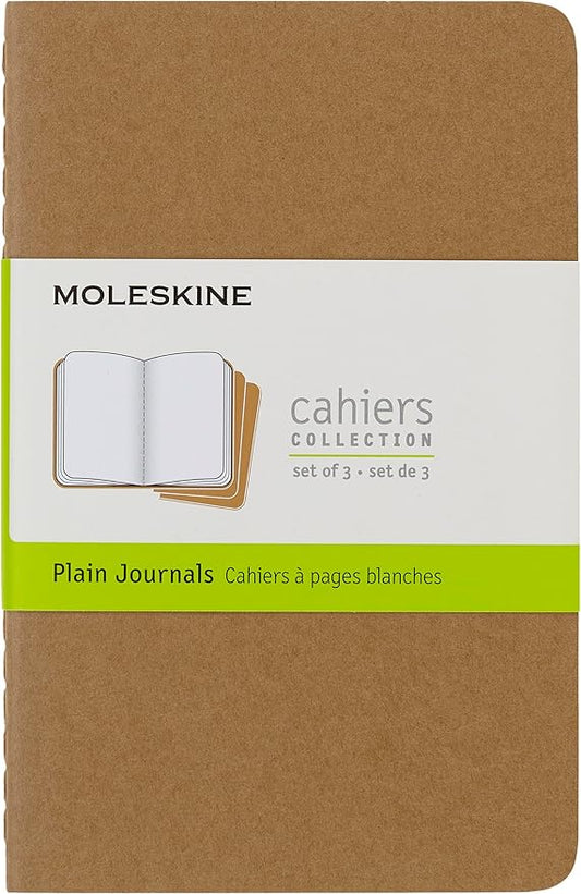 Moleskine Cahier Journal, Soft Cover, Large (5" x 8.25") Ruled/Lined, Black, 80 Pages (Set of 3)