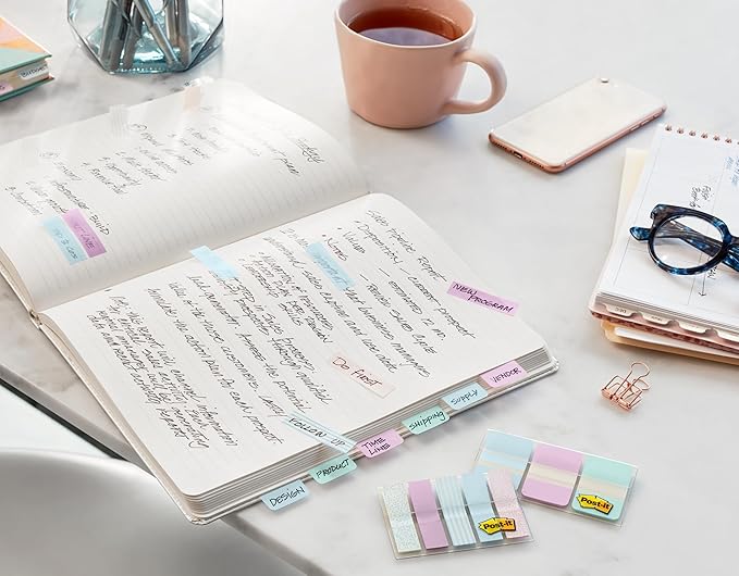 Post-it Tabs, 2 in Angled Solid, Assorted Primary Colors, 6 Tabs/Color, 4 Colors, 24 Tabs/Pack (686A-ALYR)