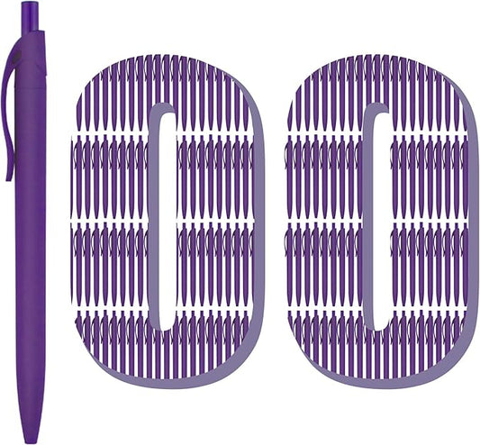 deegtran Pens Bulk, 100 Pack No Bleed Purple Barrel Click Pens, Wholesale Retractable Ballpoint Pens, Pens Medium Point, Smooth Ink Pens, 1.0MM Black Ink