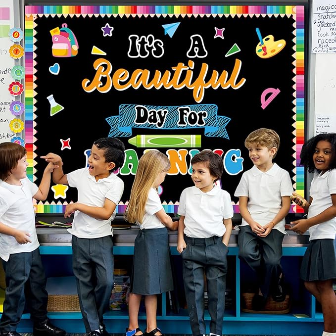 Classroom Bulletin Board Decorations Welcome Back to School Bulletin Set It's a Beautiful Day for Learning Classroom Decoration Colorful Cutouts for Teacher Kindergarten Preschool School Wall Decor