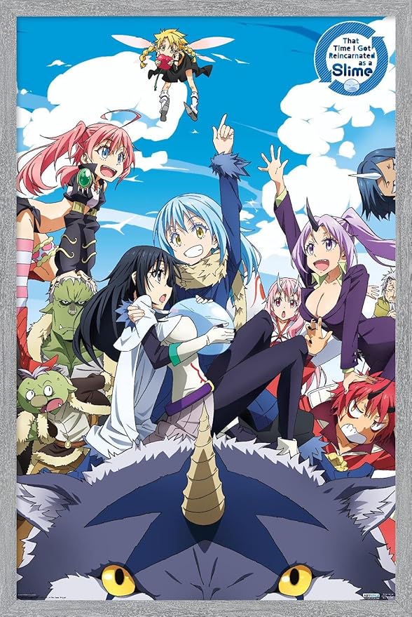 Trends International That Time I Got Reincarnated As A Slime - Group Wall Poster, 22.4L x 14.7W, Gray Framed Version