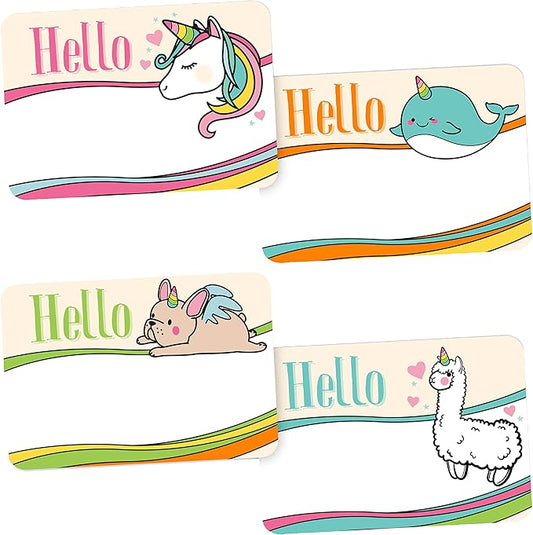 Avery Magical Rainbow Animal Name Tags, Unicorn, Llamacorn, Narwhal, French Bulldog, No Lift, 36 Handwriteable Stickers