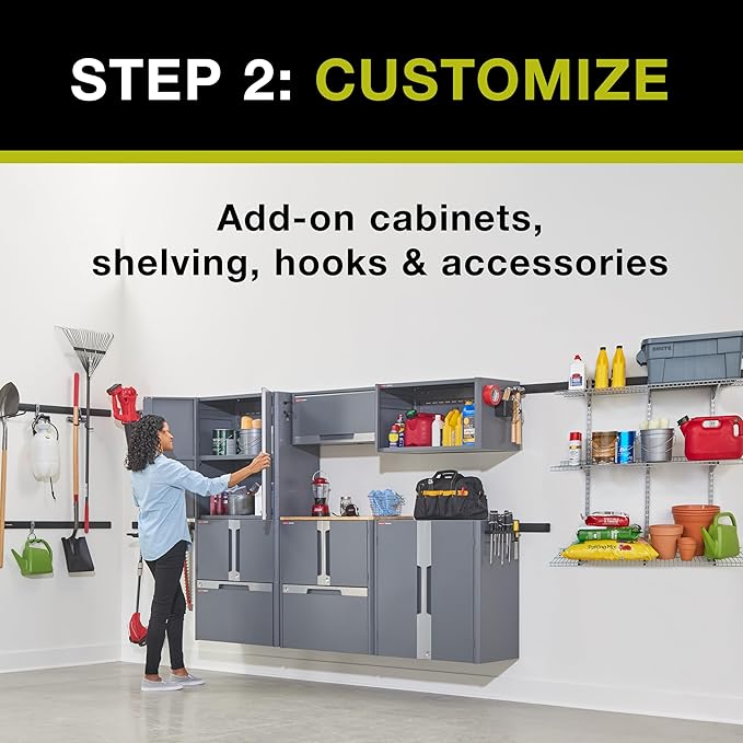 Rubbermaid FastTrack Overhead Wall Cabinet, Storage Cabinet, Garage Storage Systems, Garage Organization