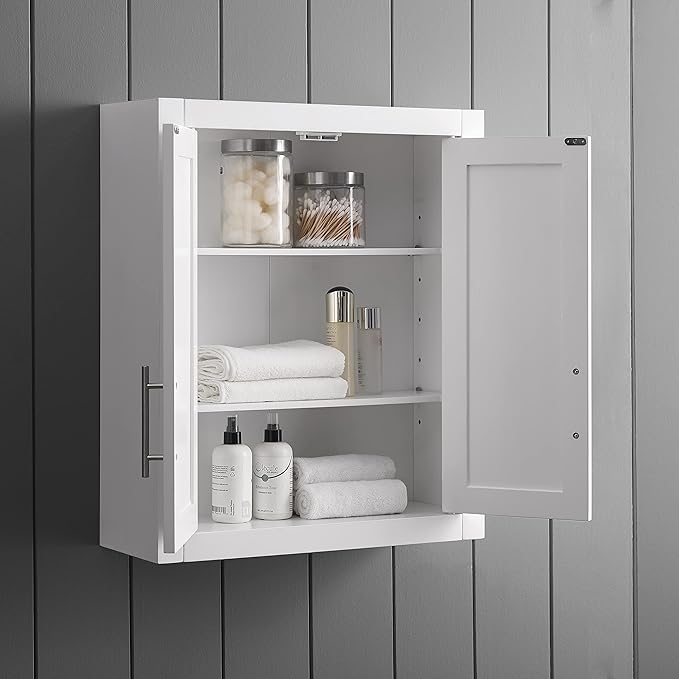 Crosley Furniture Savannah 3-Piece Wall Kitchen Storage Cabinet, Cabinets for Laundry, Bathroom, White