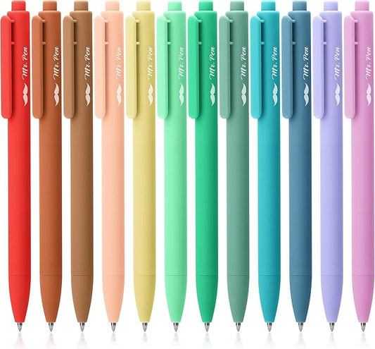 Mr. Pen- Retractable Gel Pens for Journaling, 12 Pack, Deep Morandi Color Inks, Fast Dry, Colorful & Soft grip Barrels, Smooth Writing, 0.7mm Fine Point Aesthetic Pens