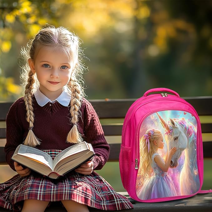 Unicorn Girl Backpack Set 3 Piece School Bags and Lunch Box with Pencil Case Unicorn Bookbag Set for Toddler Kids Girls Boys Teens Kindergarten Elementary Middle