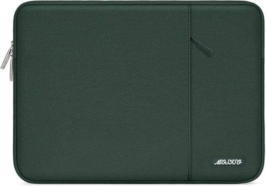 MOSISO Laptop Case 16 inch, 15-15.6 inch Laptop Sleeve Compatible with MacBook Pro 16 M4 M3 M2 M1, HP Acer Dell Lenovo ASUS Notebook, Polyester Vertical Computer Sleeve Bag with Pocket, Midnight Green