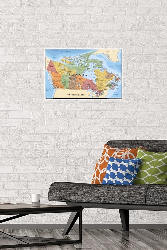 Map - Canada Wall Poster, 22.4L" x 14.7W", Premium Poster & Mount Bundle